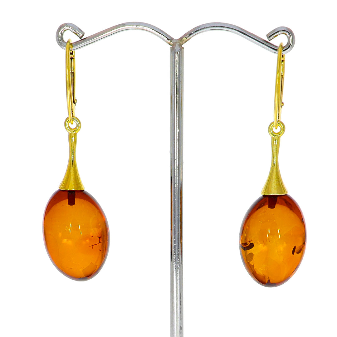 Earrings made of amber and gold-plated sterling silver - Mod. 05