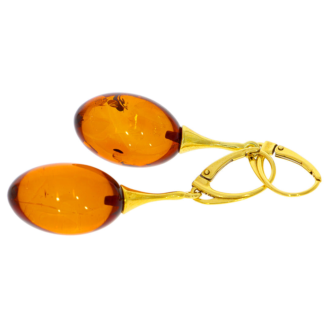 Earrings made of amber and gold-plated sterling silver - Mod. 05