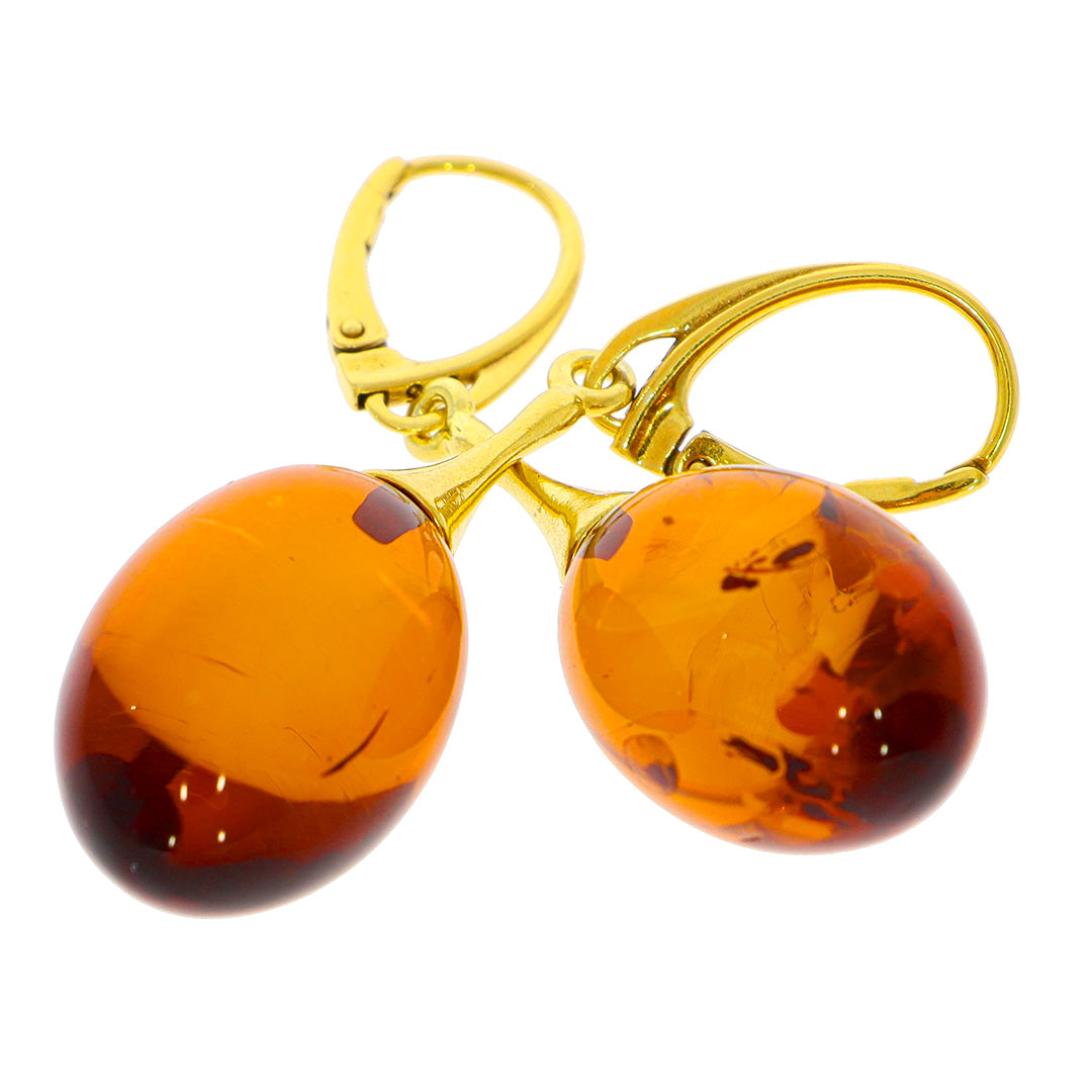 Earrings made of amber and gold-plated sterling silver - Mod. 05