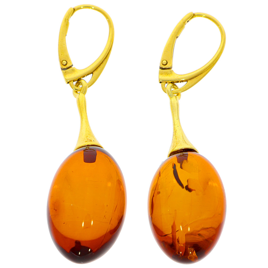 Earrings made of amber and gold-plated sterling silver - Mod. 05