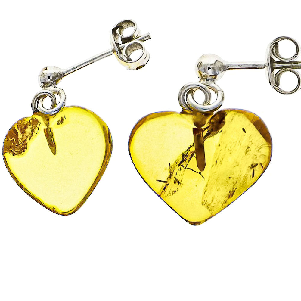 Natural amber and sterling silver earrings