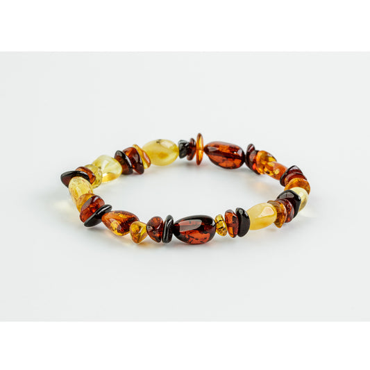 Filigree original bracelet made of amber, in natural "tricolore"