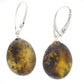 Satin amber beads in sterling silver earrings