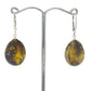 Satin amber beads in sterling silver earrings