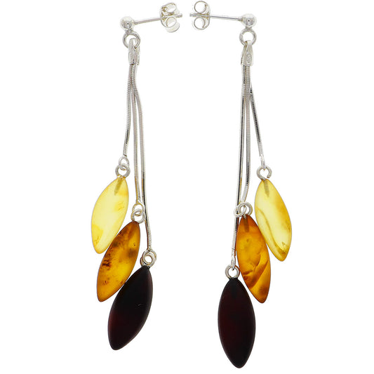 Amber stud earrings - three hanging ambers each in Germany - colors - 95