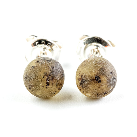 Ball bead earrings made of natural Nordic amber