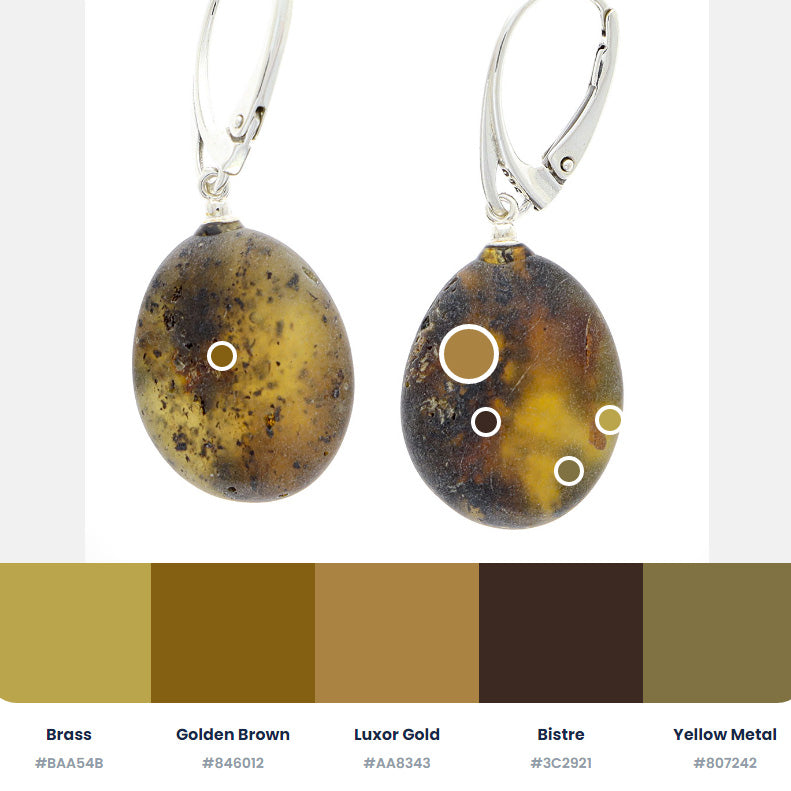 Satin amber beads in sterling silver earrings