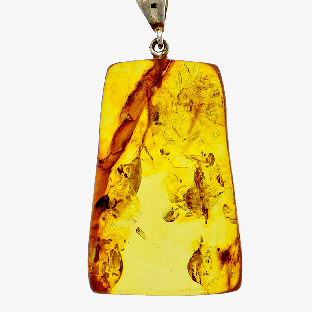 Trapezoidal pendant made of real amber