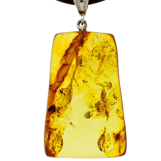 Trapezoidal pendant made of real amber